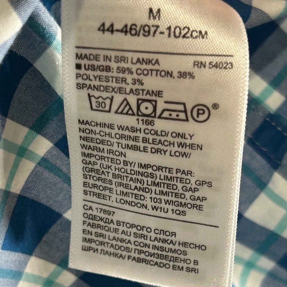 Banana Republic Mens Slim Flex Fit Tech Stretch Plaid Button Down Shirt Blue M
